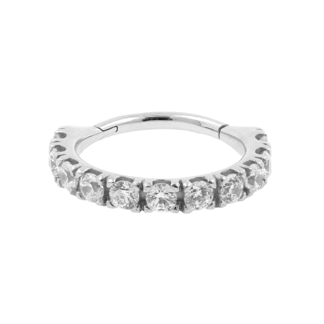 Nickel-Free Stainless Steel Click Ring - 2 mm Zirconia Clear