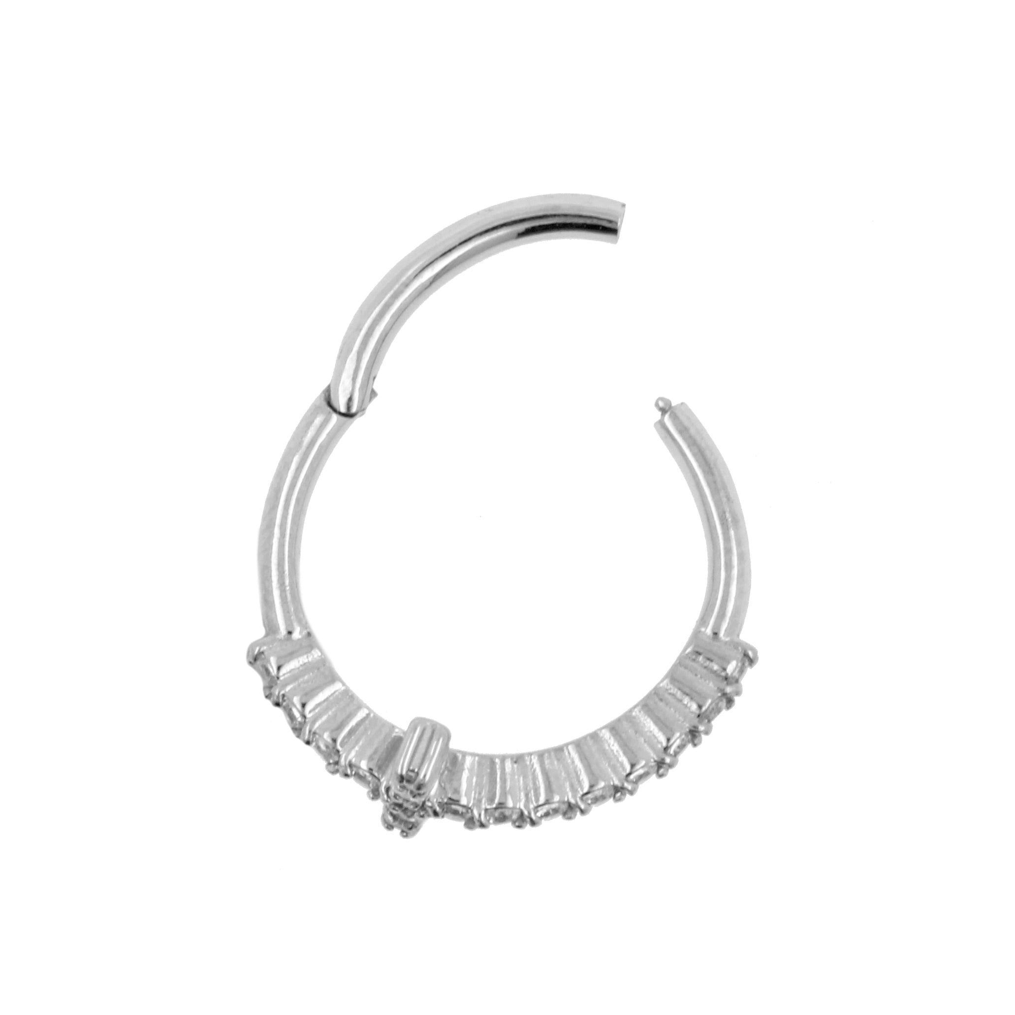 Chirurgisch Stalen Conch Clicker - Zirkonia Cross Zilver