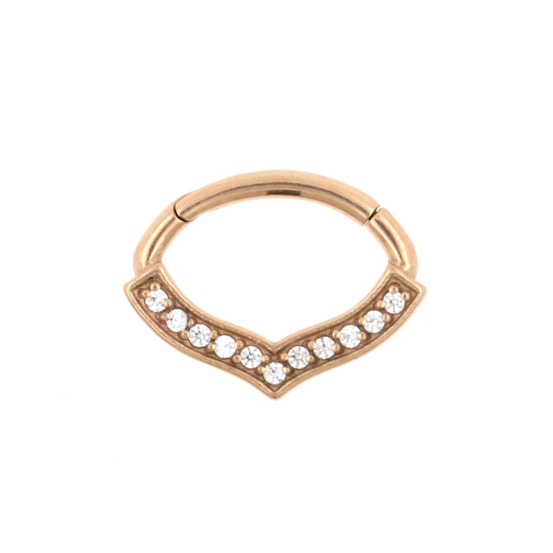 Chirurgisch Stalen Daith Clicker - Zirkonia Drop Rose Goud