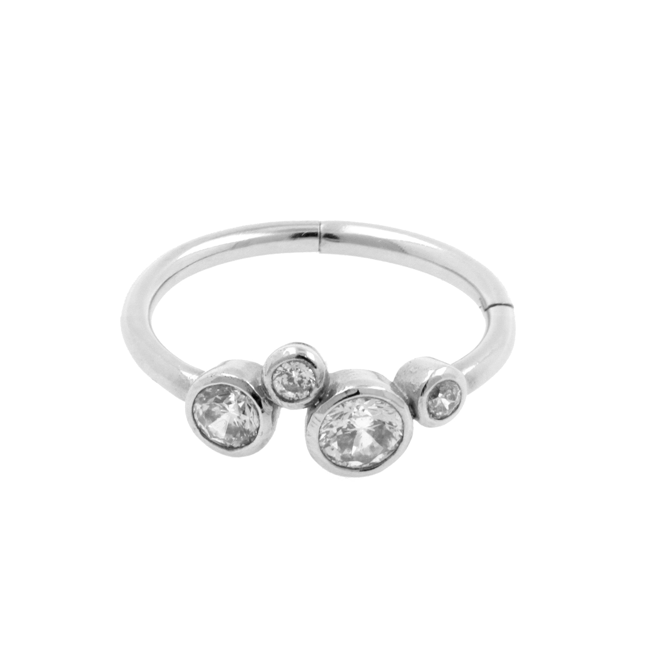 Chirurgisch Stalen Conch Clicker - Gezet Met Ronde Zirkonia's Zilver