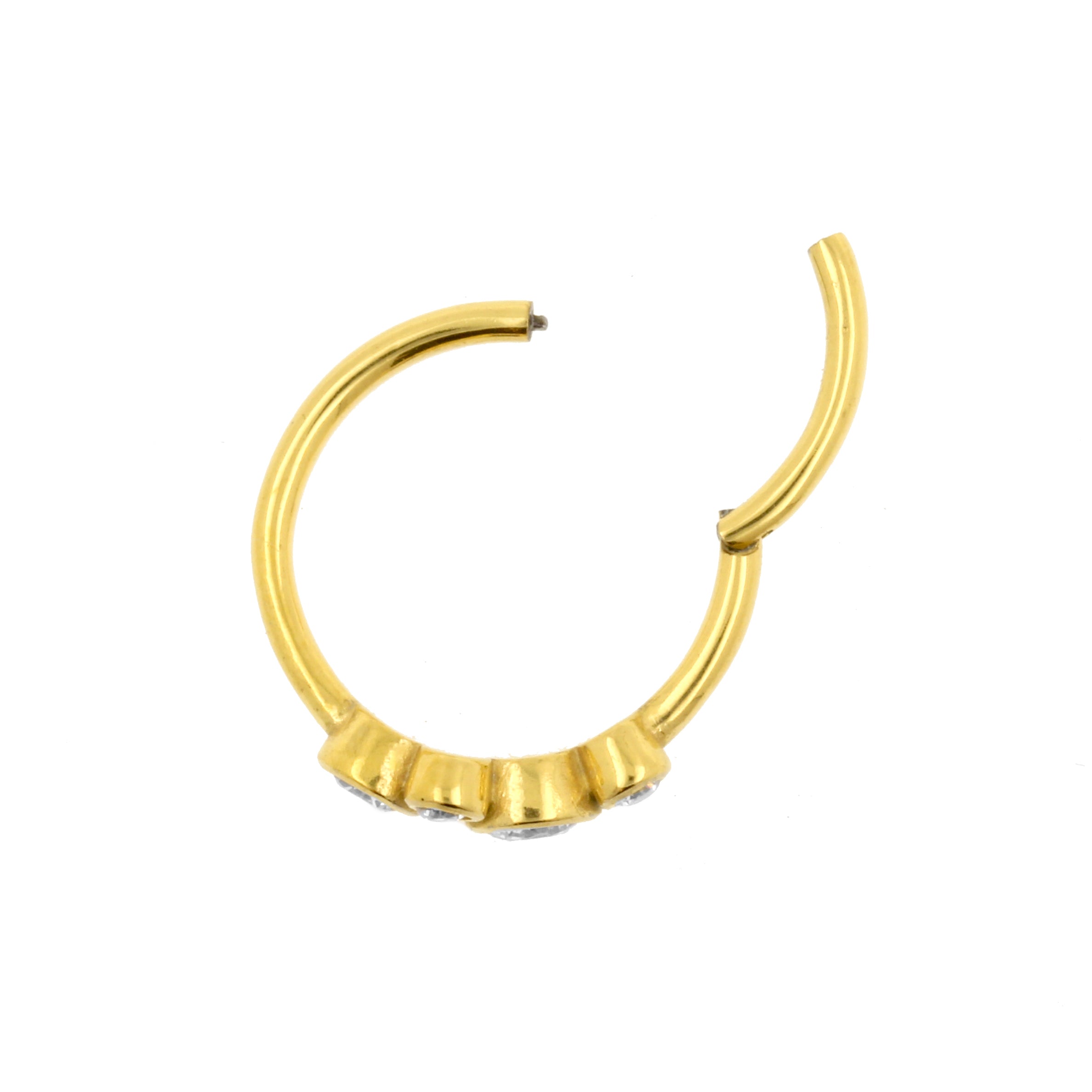 Chirurgisch Stalen Conch Clicker - Gezet Met Ronde Zirkonia's Goud