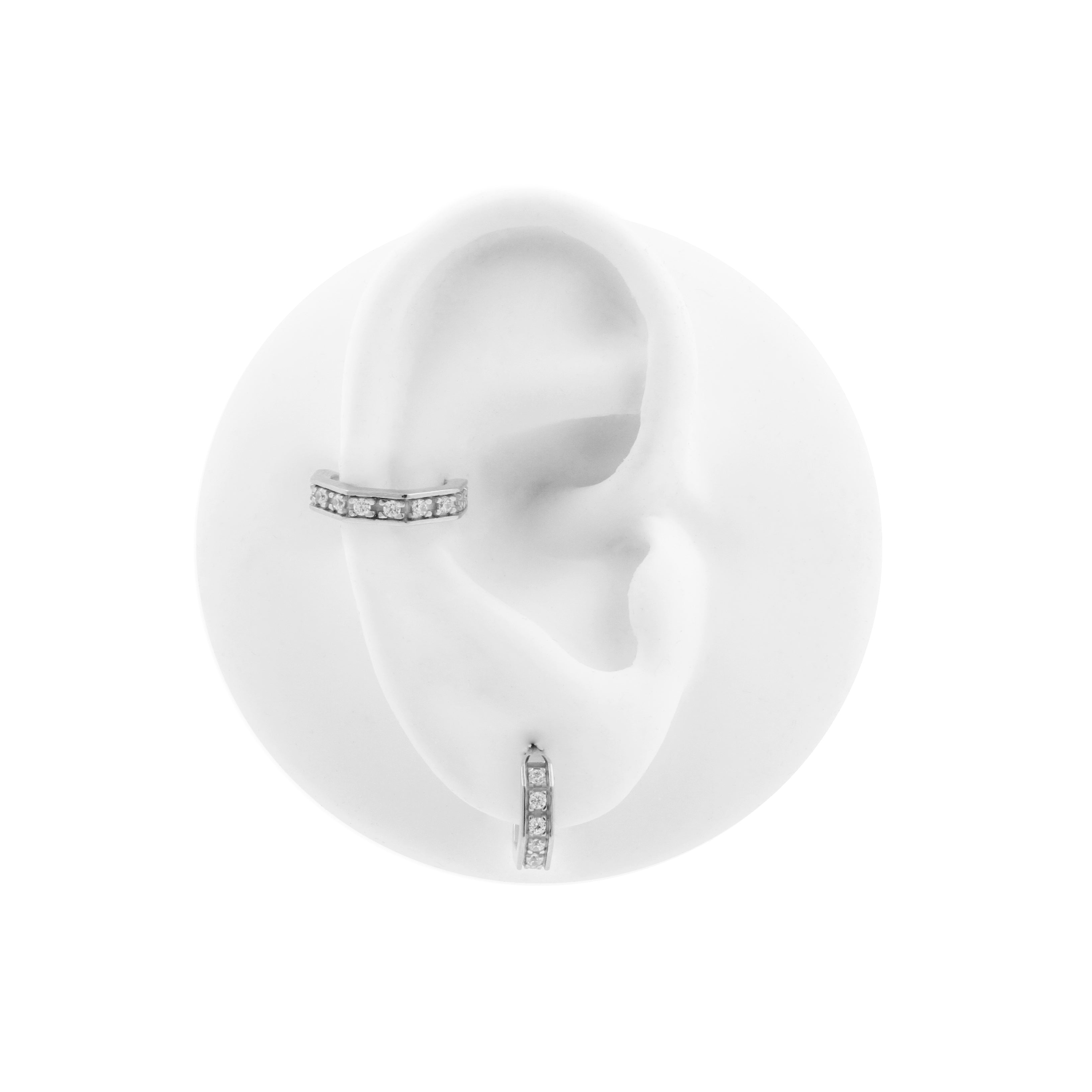 Nickel-Free Stainless Steel Octagon Click Ring Set With Zirconia Silver