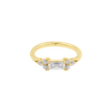Nikkelvrij Staal Click Ring Ingezet met Zirkonia Baguette Goud