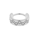 Nikkelvrij Staal Platte Click Ring Ingezet met Zirkonia Zilver