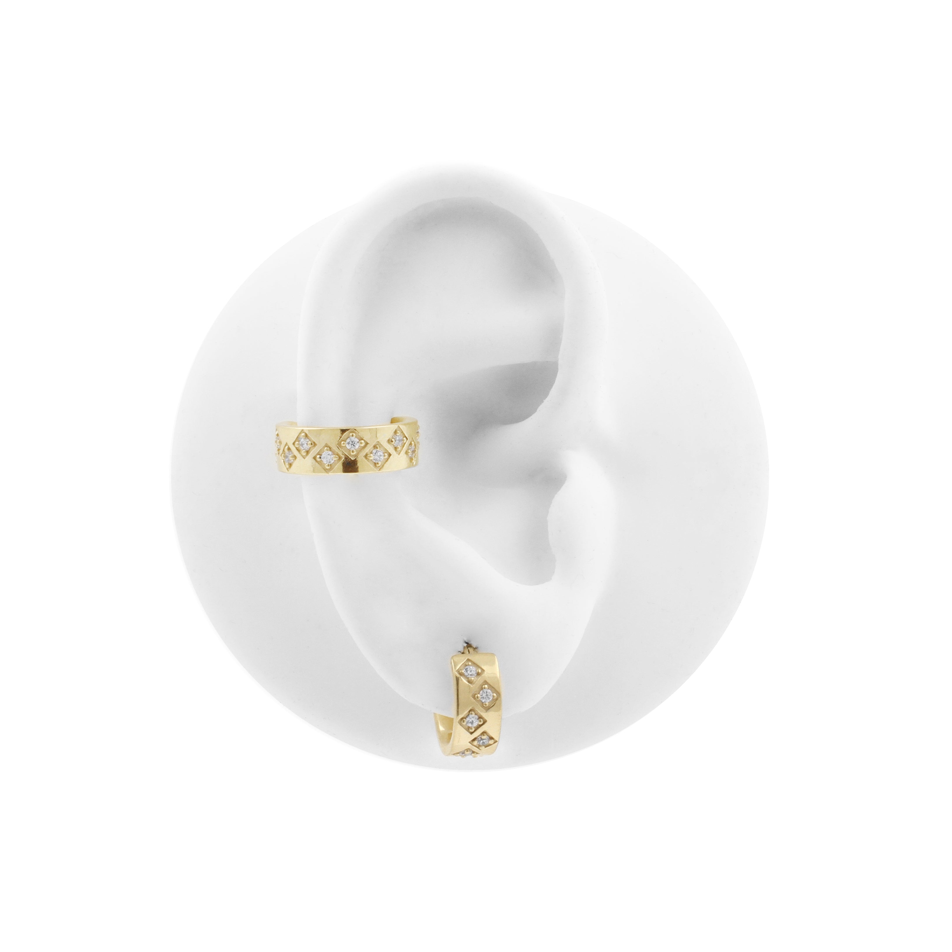 Nickel-Free Stainless Steel Flat Click Ring Set with Zirkonia Gold