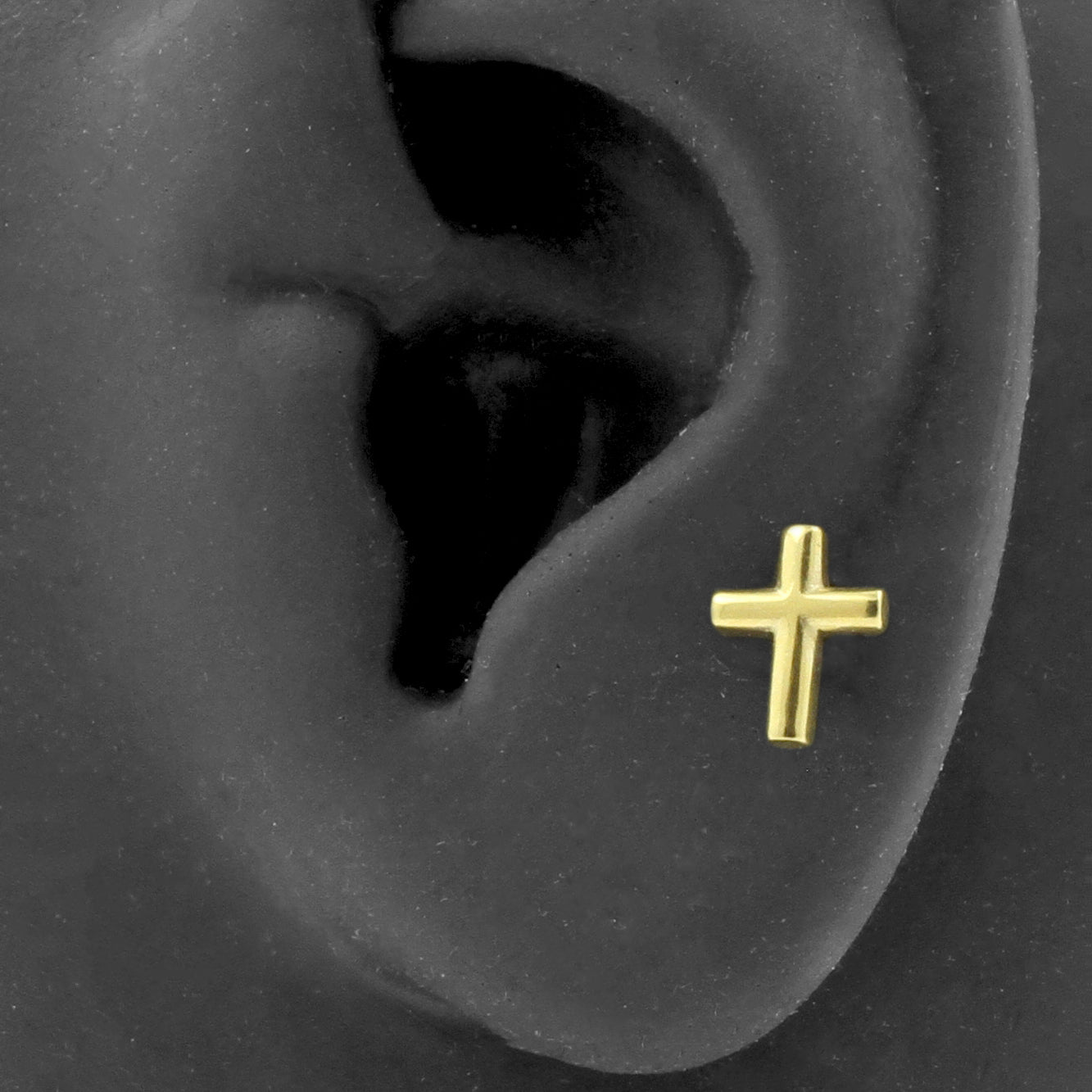 Surgical Steel Tragus Barbell - Cross Gold