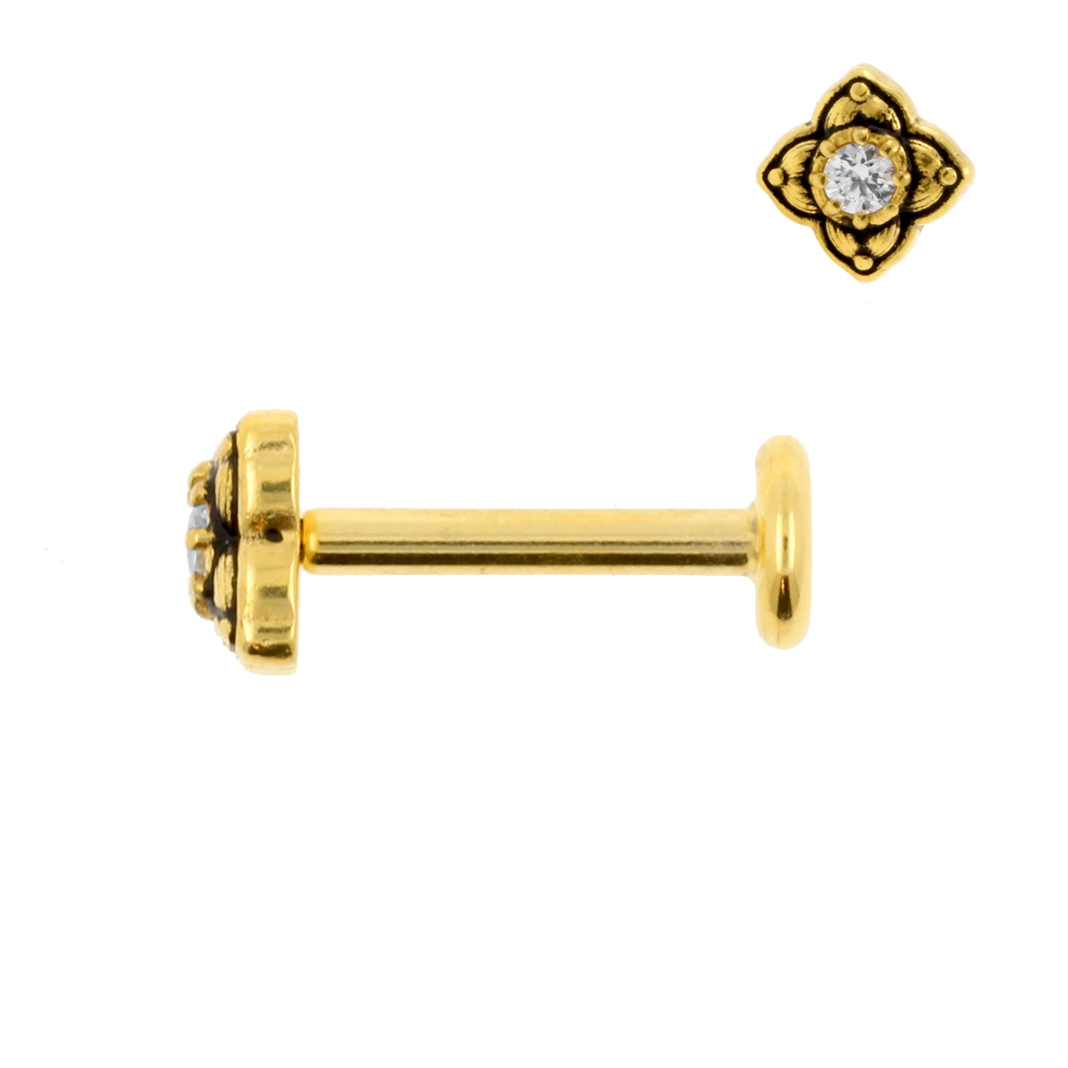 Chirurgisch Stalen Zirkonia Labret Stud - Ster Goud