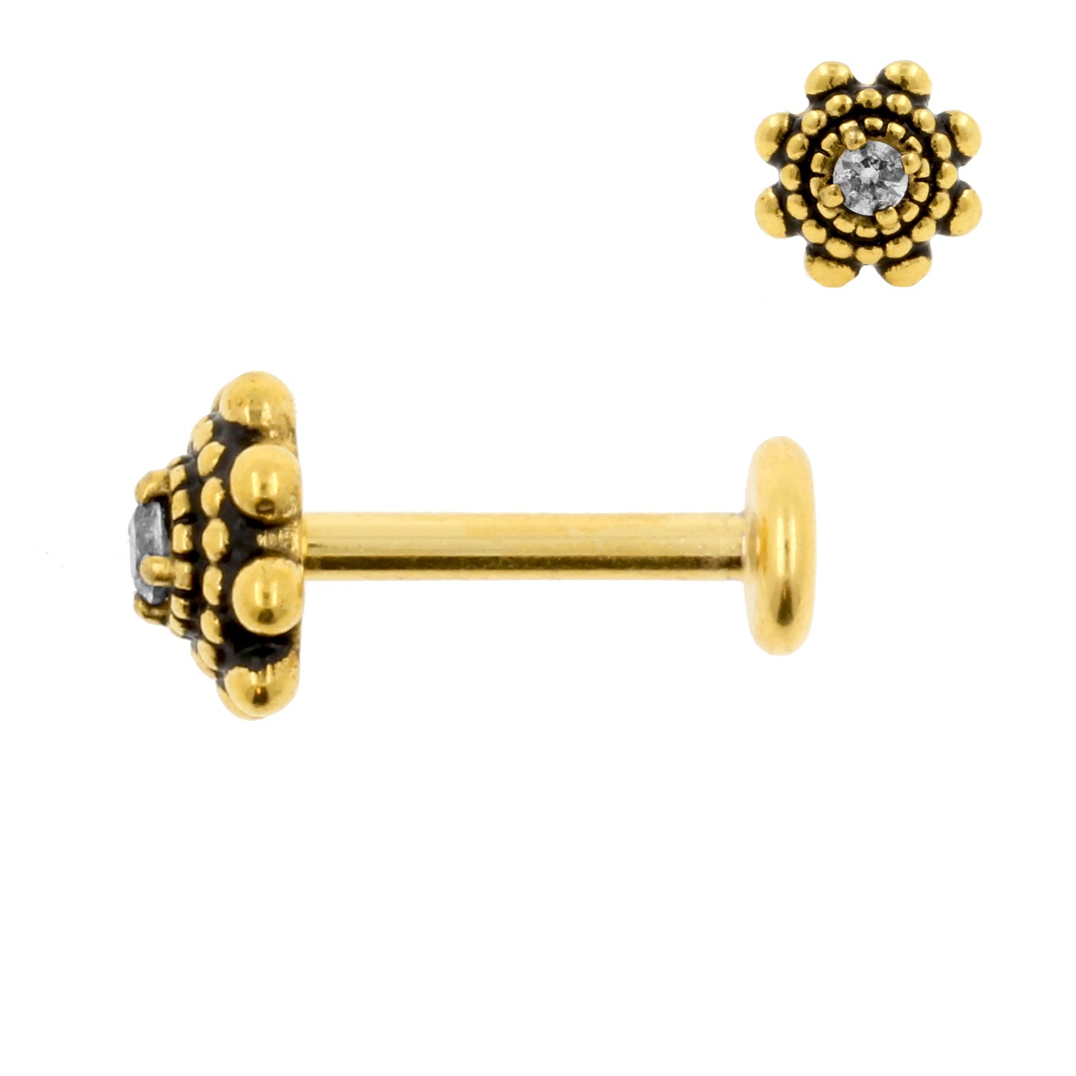 Chirurgisch Stalen Zirkonia Labret Stud - Zon Goud