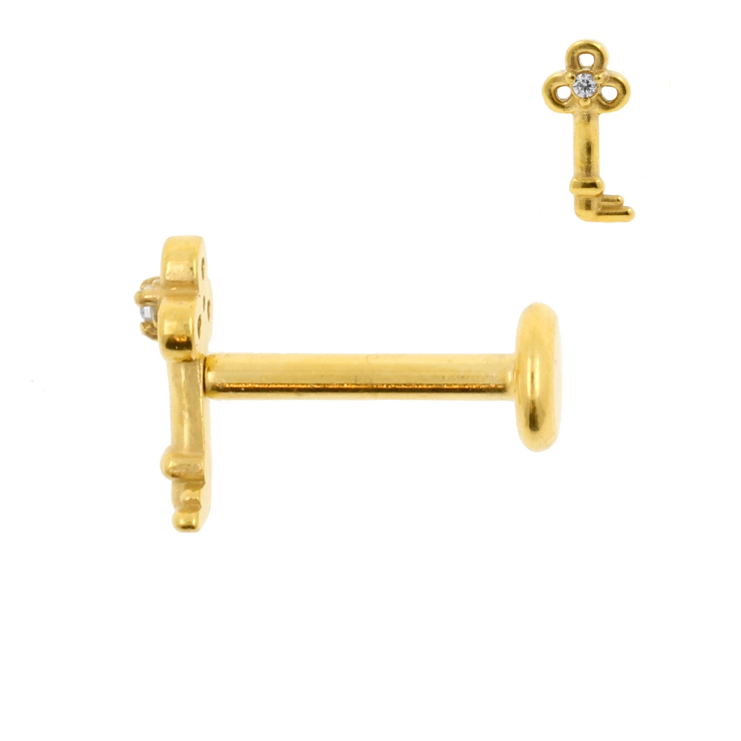 Chirurgisch Stalen Zirkonia Labret Stud - Sleutel Goud