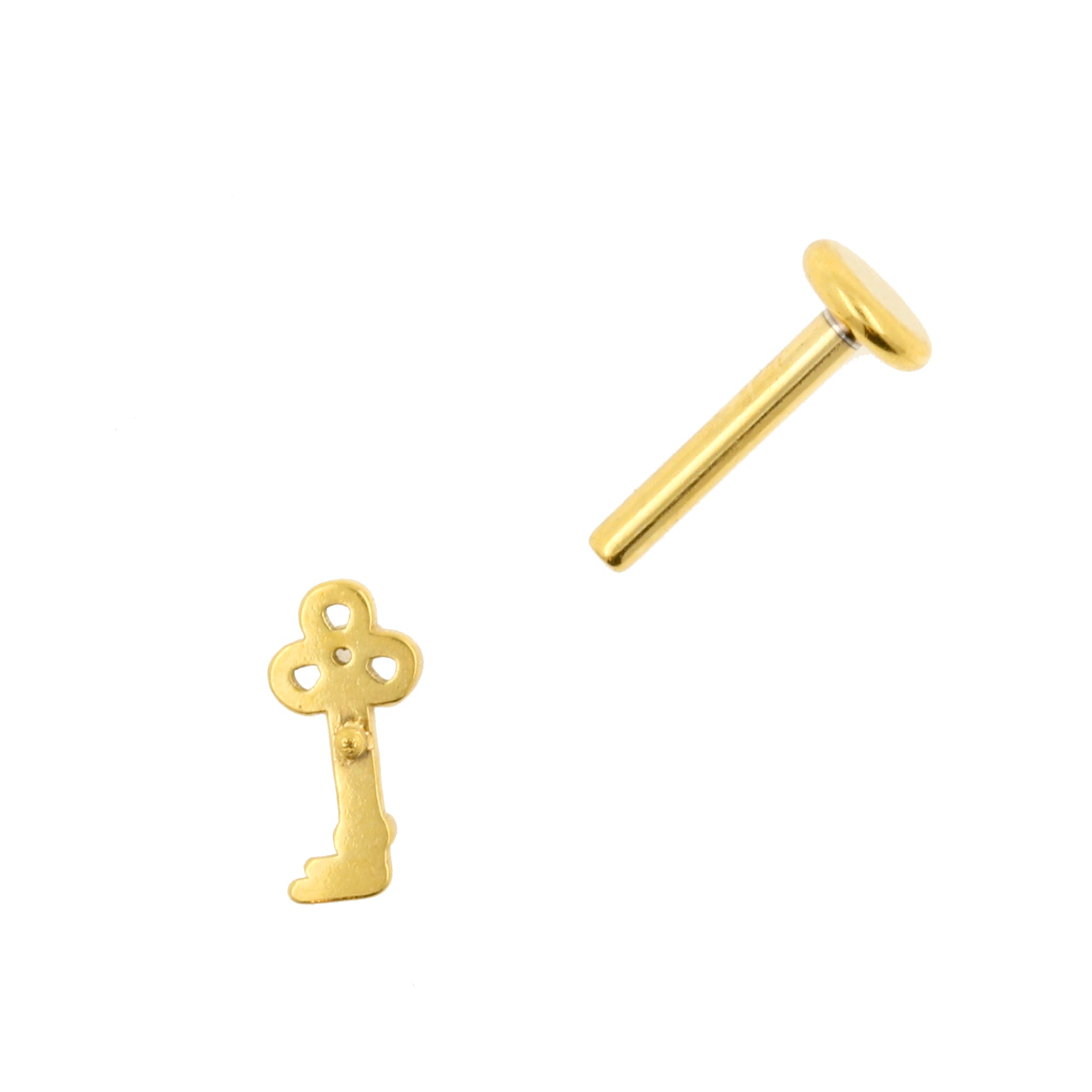 Chirurgisch Stalen Zirkonia Labret Stud - Sleutel Goud