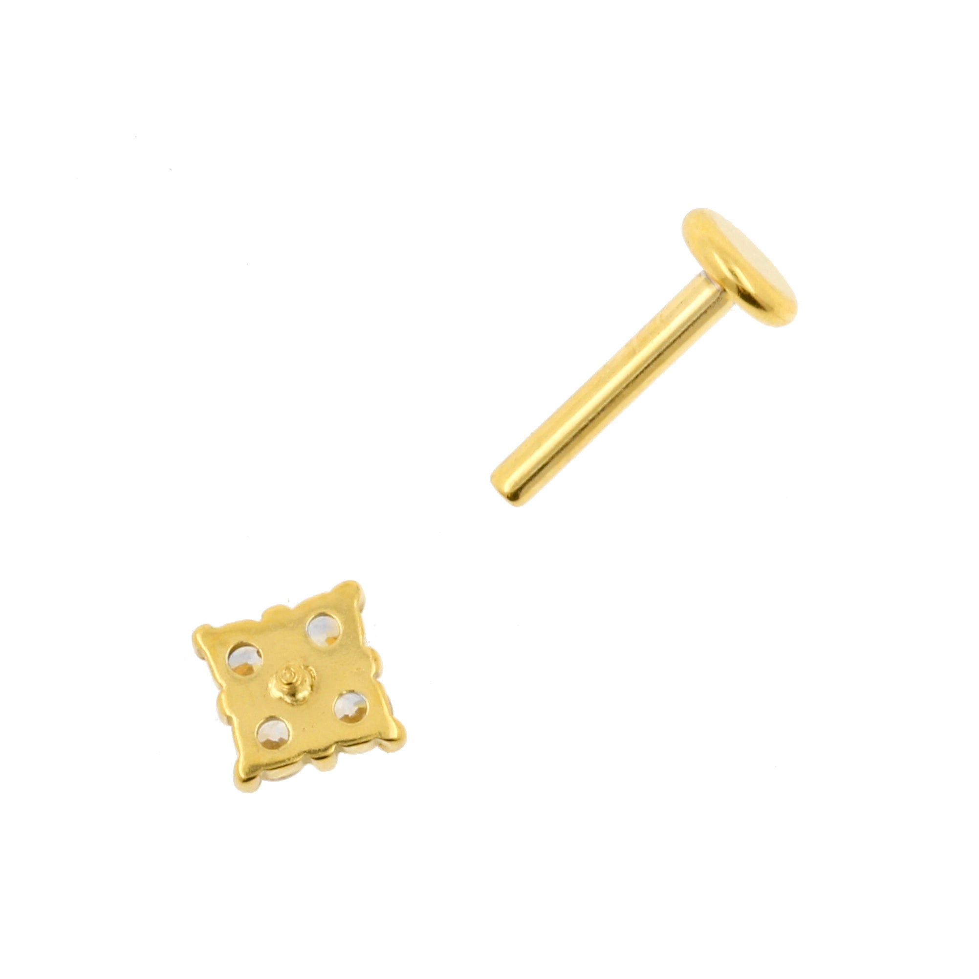 Chirurgisch Stalen Zirkonia Labret Stud - Vierkant Goud