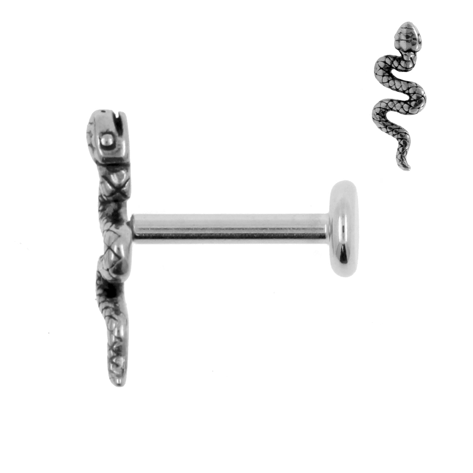 Chirurgisch Stalen Labret Stud - Slang Zilver