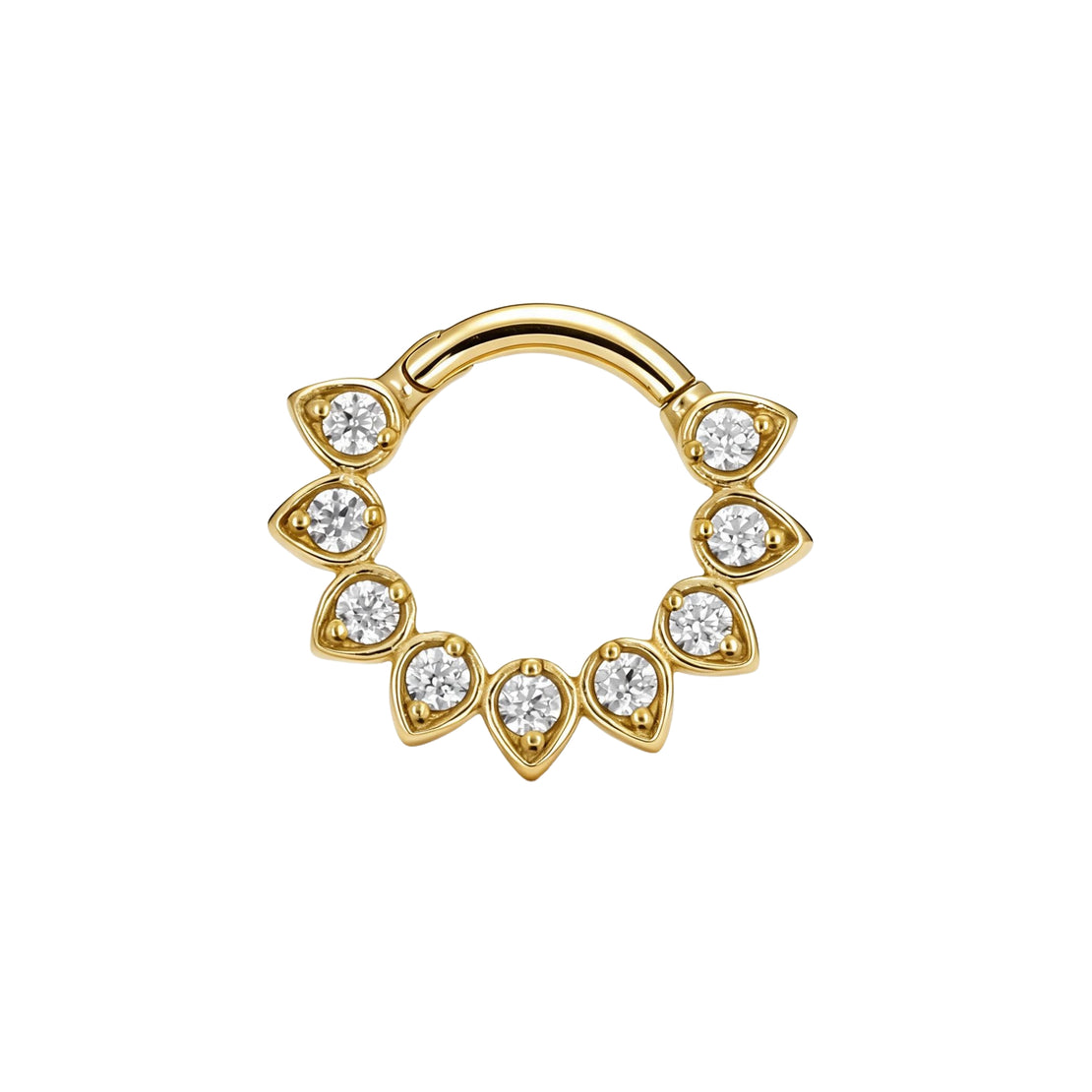 Nickel-Free Stainless Steel Click Ring - Zirconia Sunflower Gold