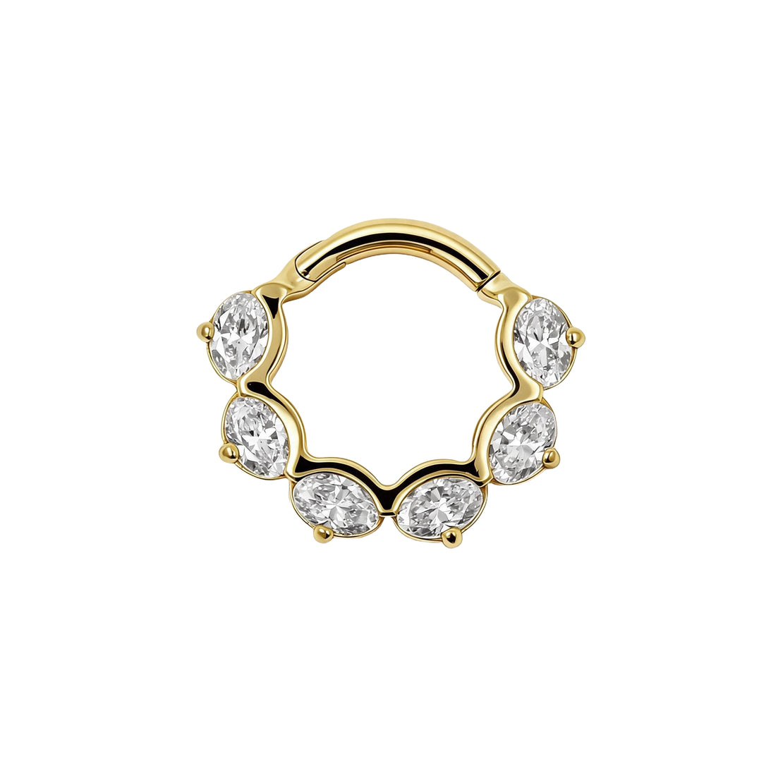 Nikkelvrij Stalen Click Ring - Zirkonia Ovals Goud