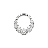 Nickel-Free Stainless Steel Click Ring - Zirconia Spheral Silver