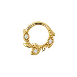 Nickel-Free Stainless Steel Click Ring - Zirconia Vine Gold