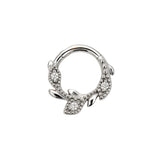 Nickel-Free Stainless Steel Click Ring - Zirconia Vine Silver