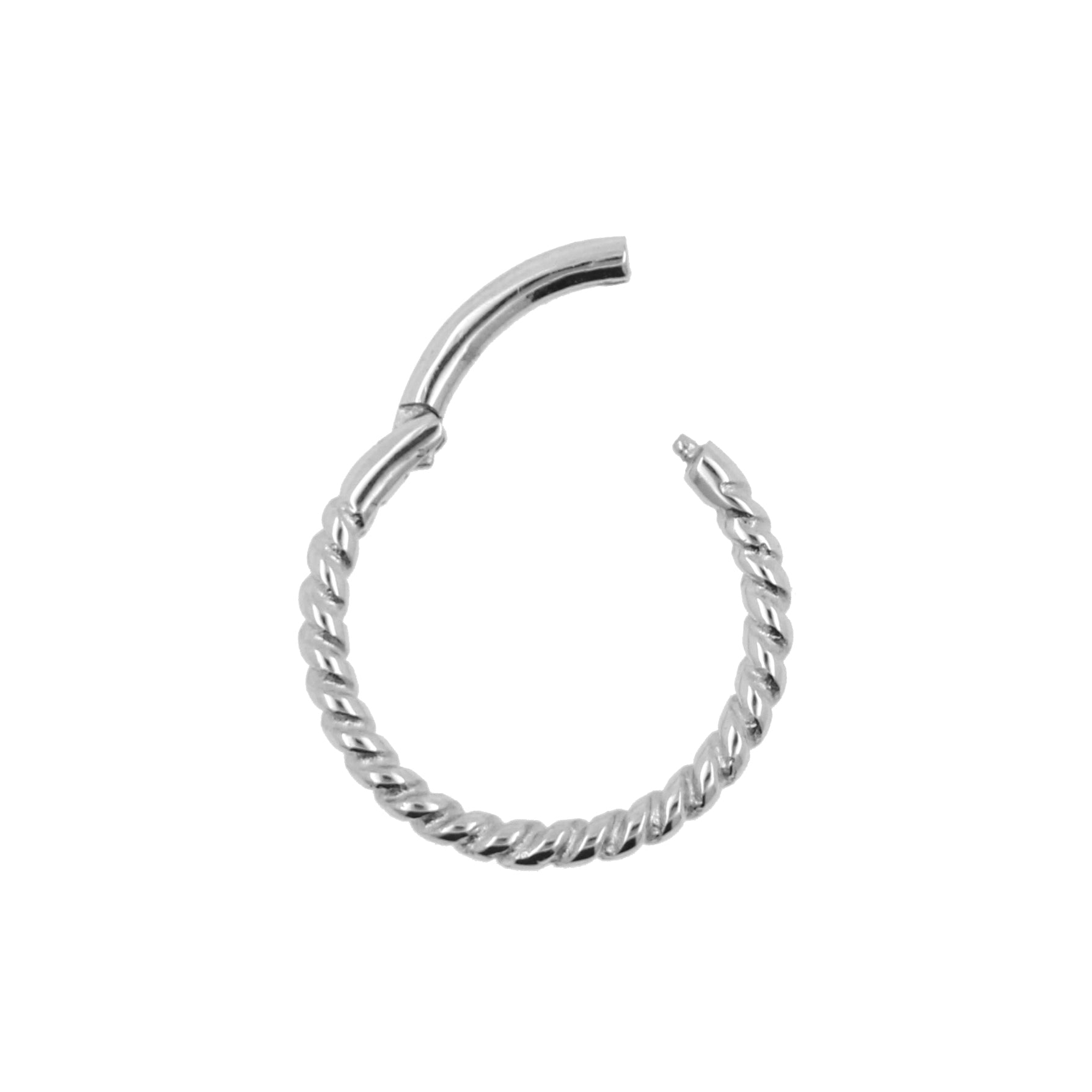 Surgical Steel Click Ring - Twisted Wire Silver