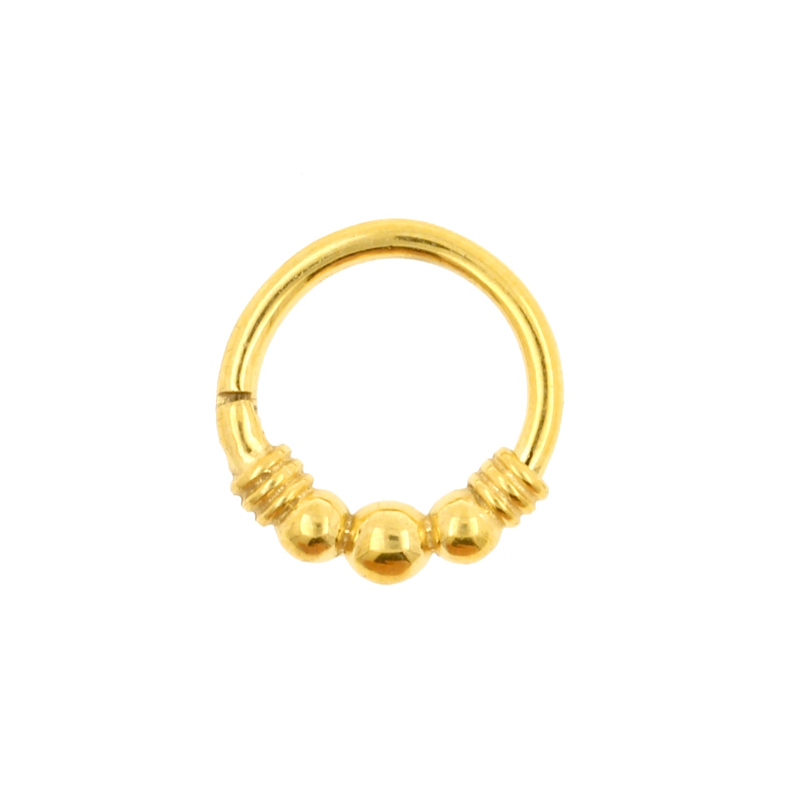 Surgical Steel Click Ring - 3 Balls Gold