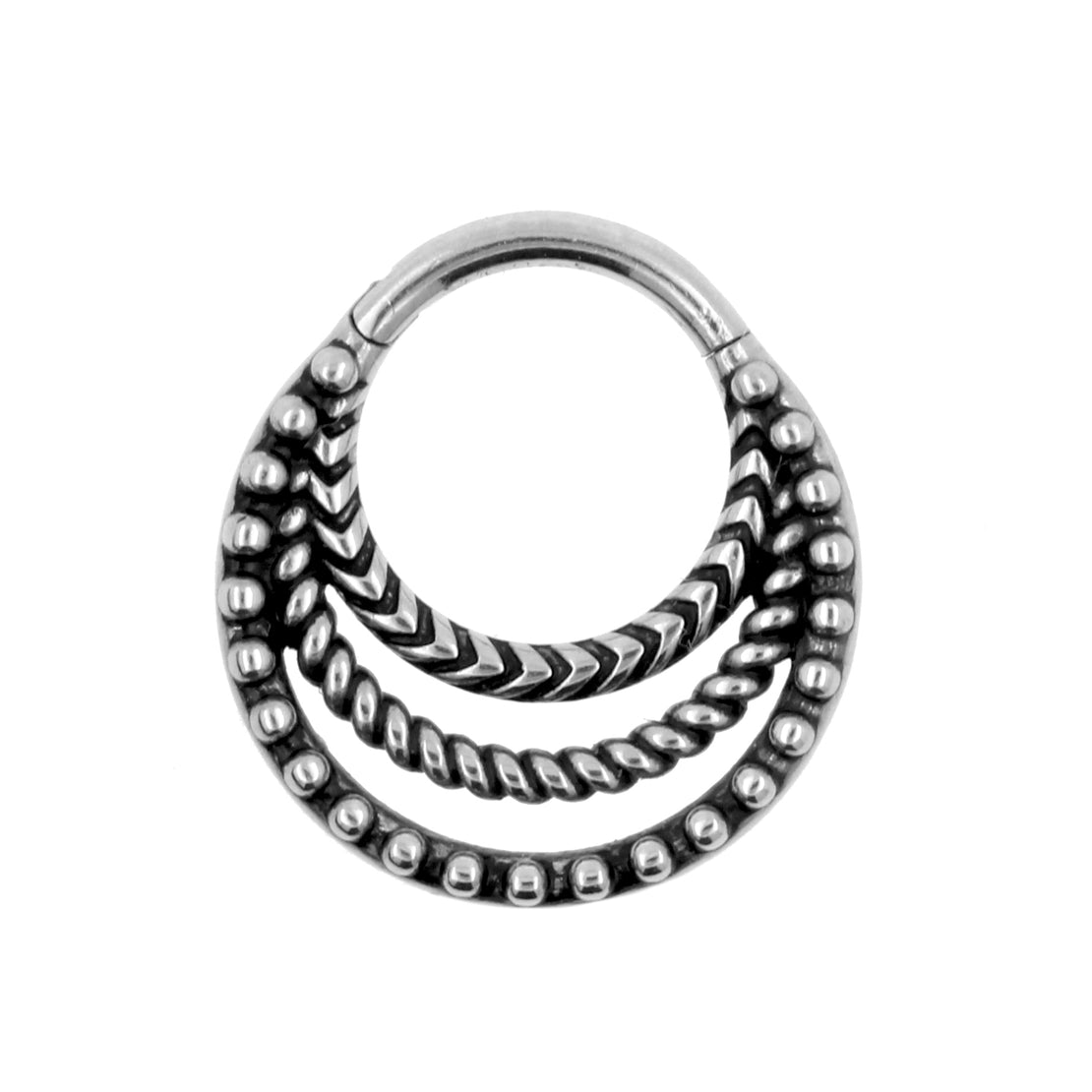 Surgical Steel Click Ring - Vintage Rings Silver