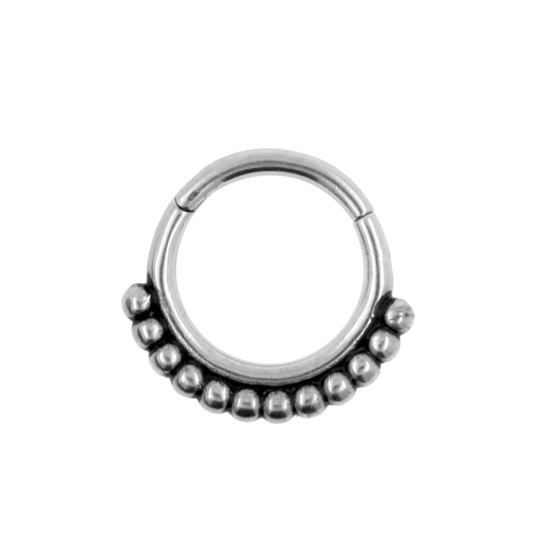 Chirurgisch Stalen Click Ring - Vintage Dots Zilver