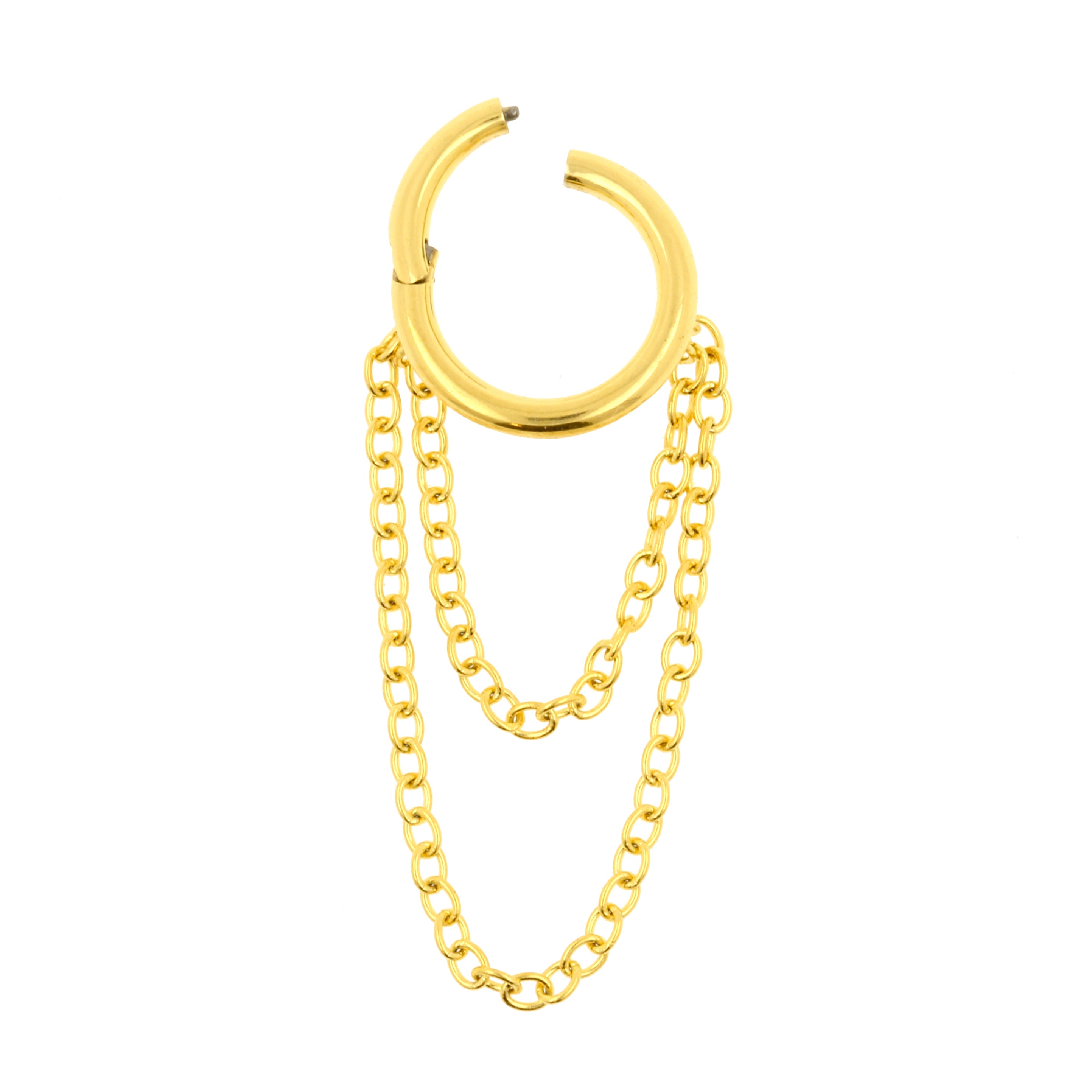 Surgical Steel Click Ring With Chain Gold