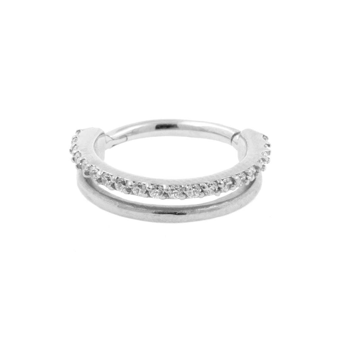 Chirurgisch Stalen Double Click Ring - Zirkonia Zilver