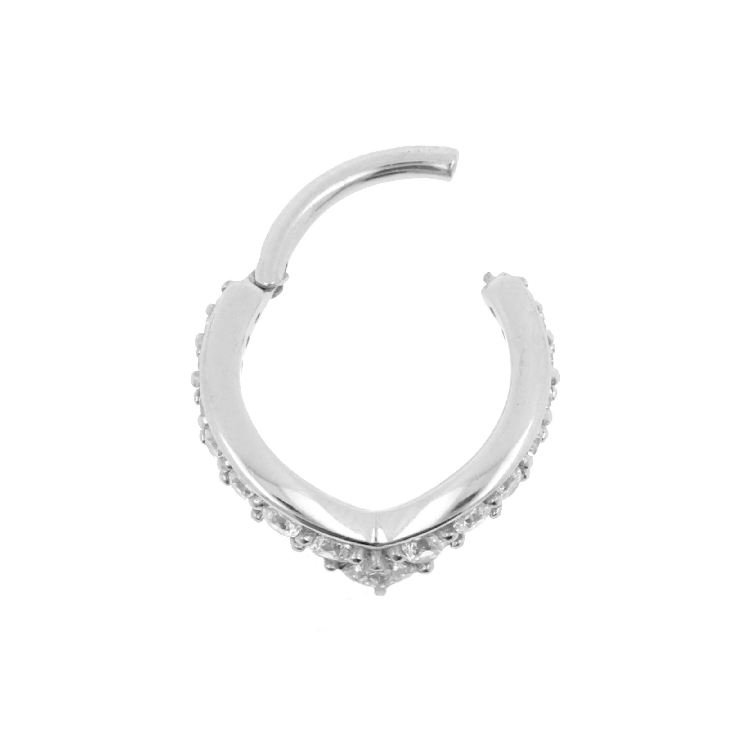 Surgical Steel Click Ring - Zirconia Tiara Silver