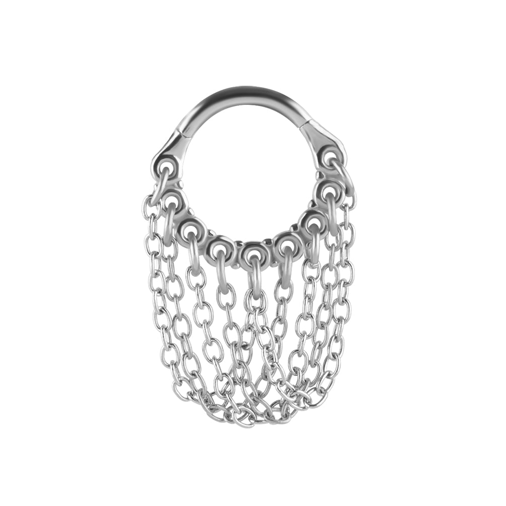 Surgical Steel Click Ring With Chain Silver