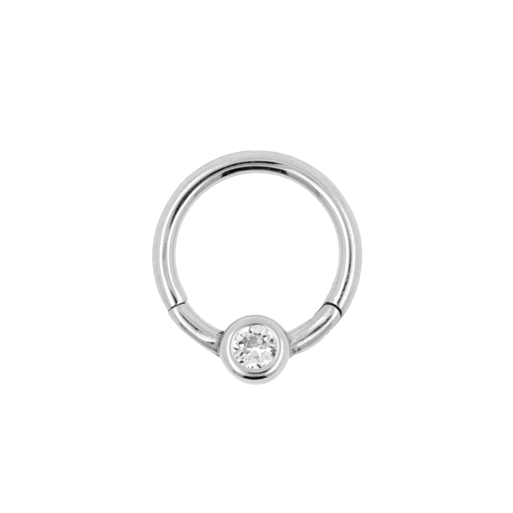 Chirurgisch Stalen Smile Click Ring Met Kirstal Clear
