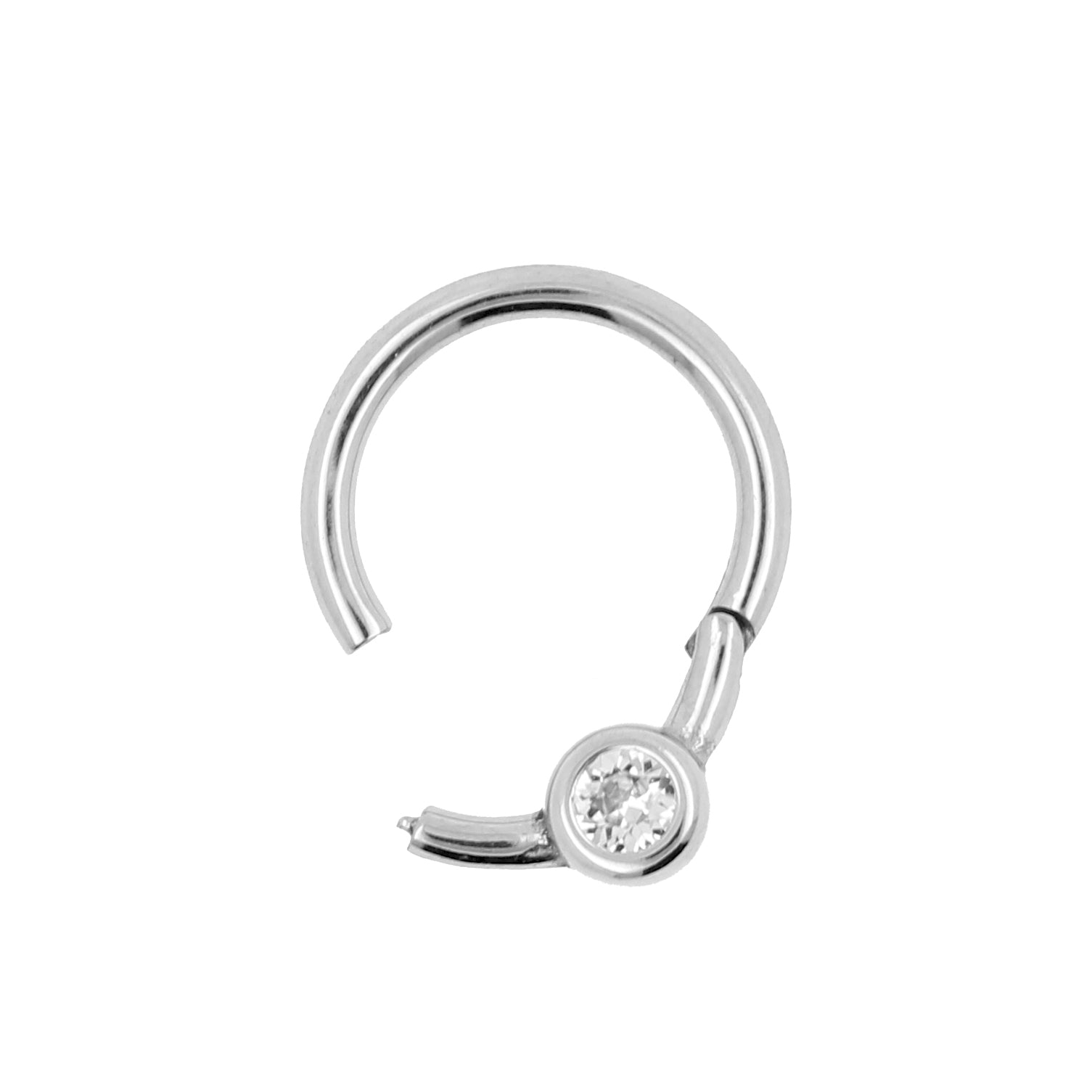 Chirurgisch Stalen Smile Click Ring Met Kirstal Clear