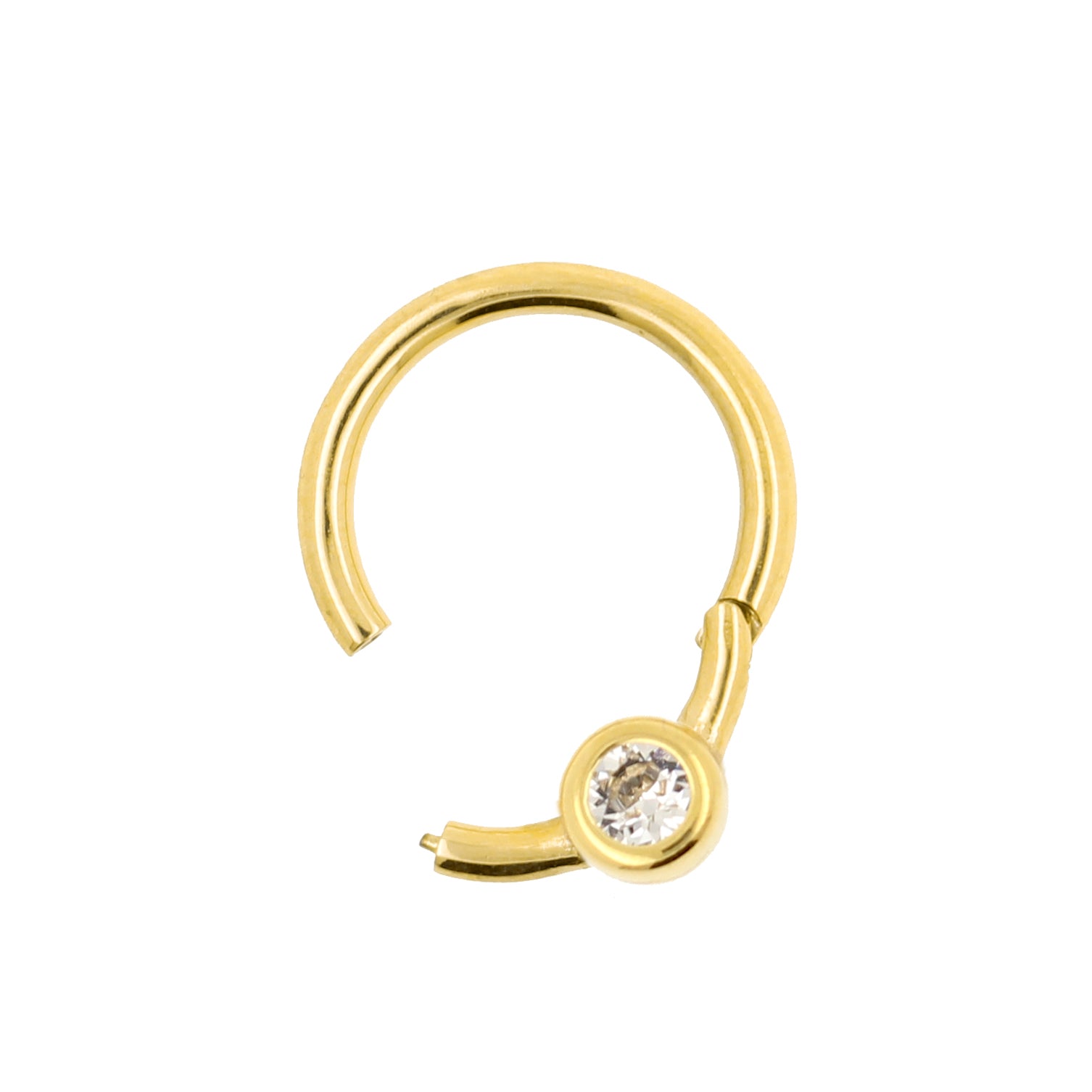 Surgical Steel Jewelled Smile Click Ring Gold