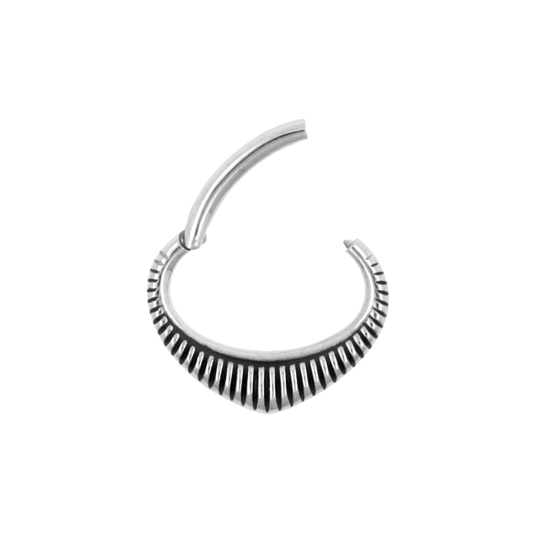 Chirurgisch Stalen Daith Clicker - Lined Teardrop Zilver