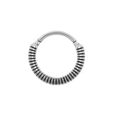 Surgical Steel Click Ring - Lined Silver