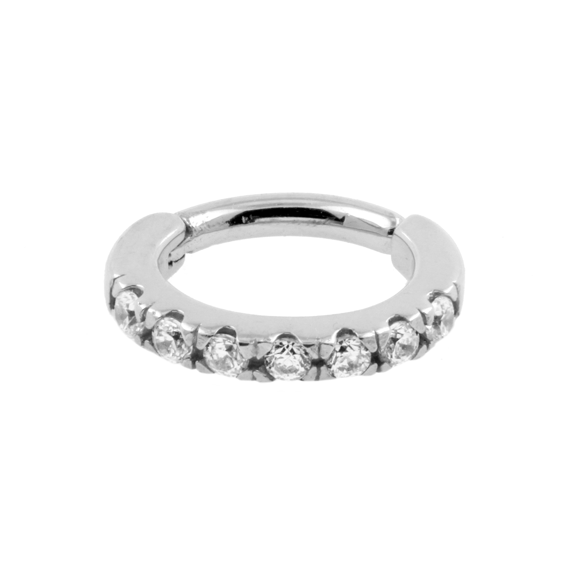 Surgical Steel Jewelled Rook Piercing Oval Click Ring