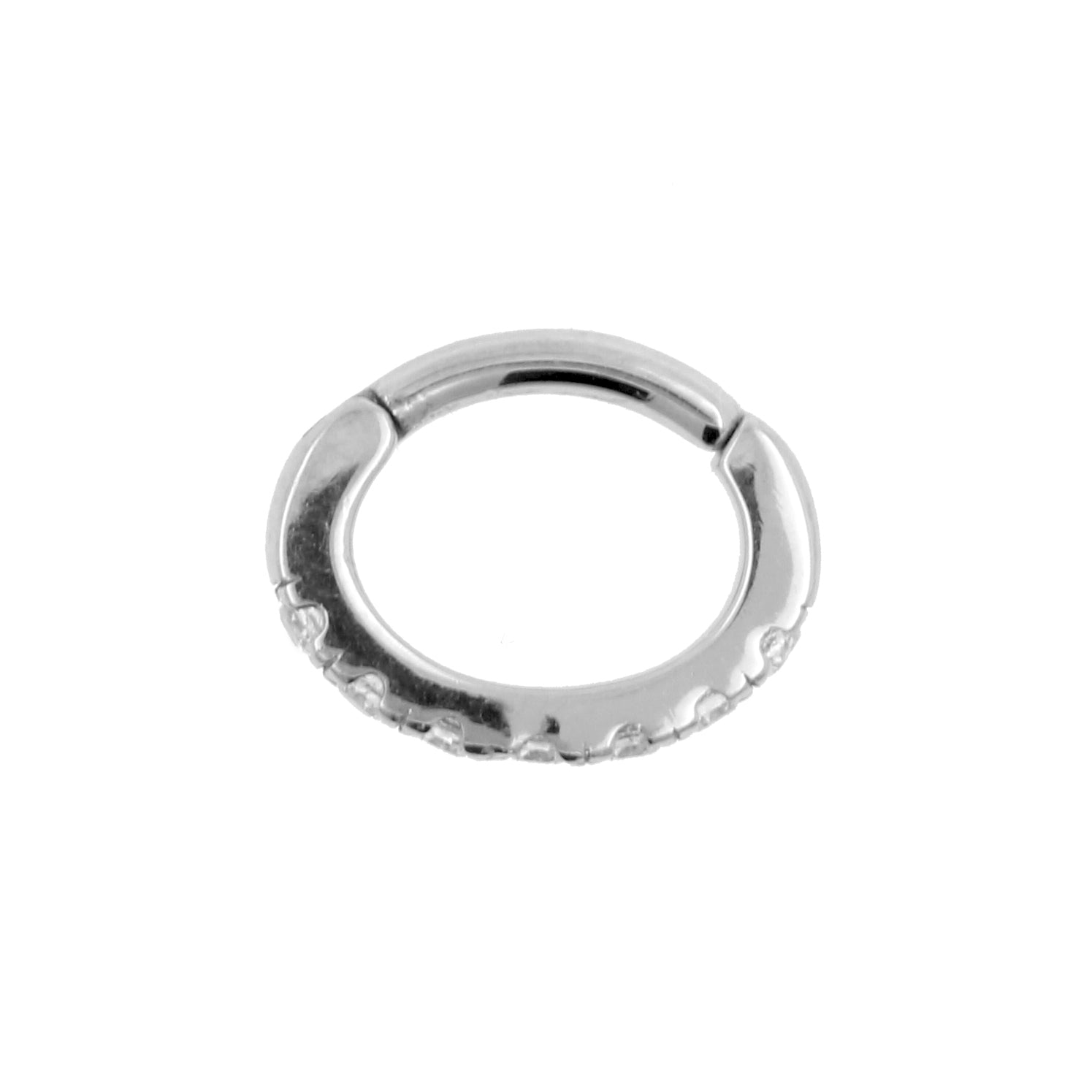 Surgical Steel Jewelled Rook Piercing Oval Click Ring