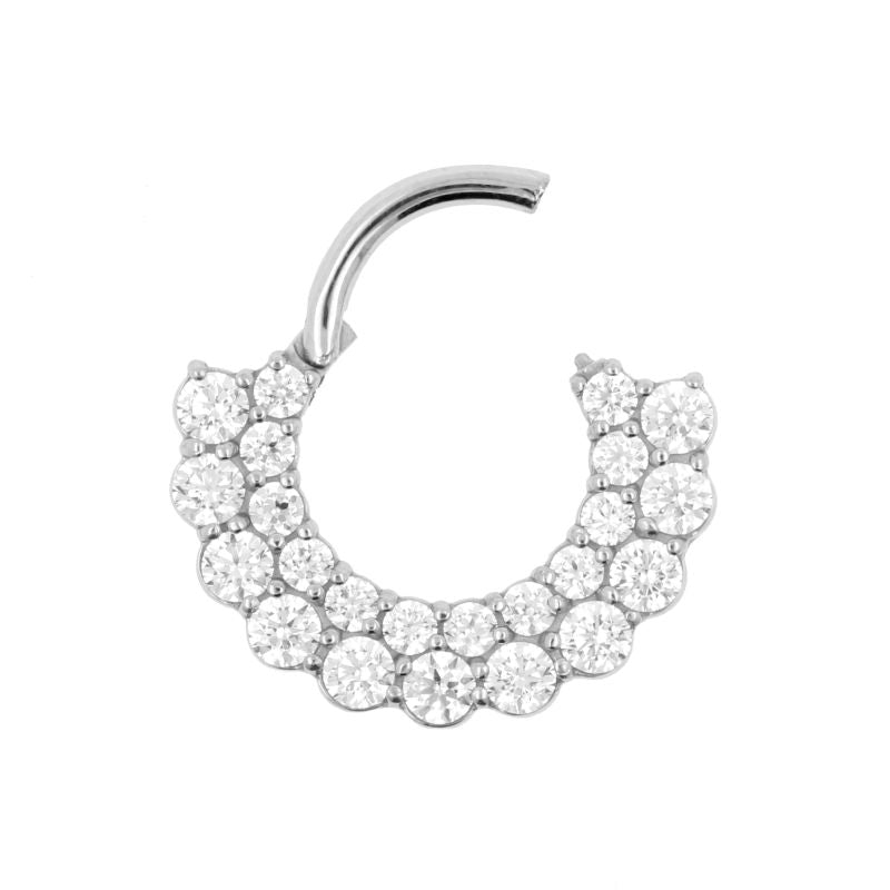 Nikkelvrij Stalen Click Ring - Dubbele Zirkonia Zilver