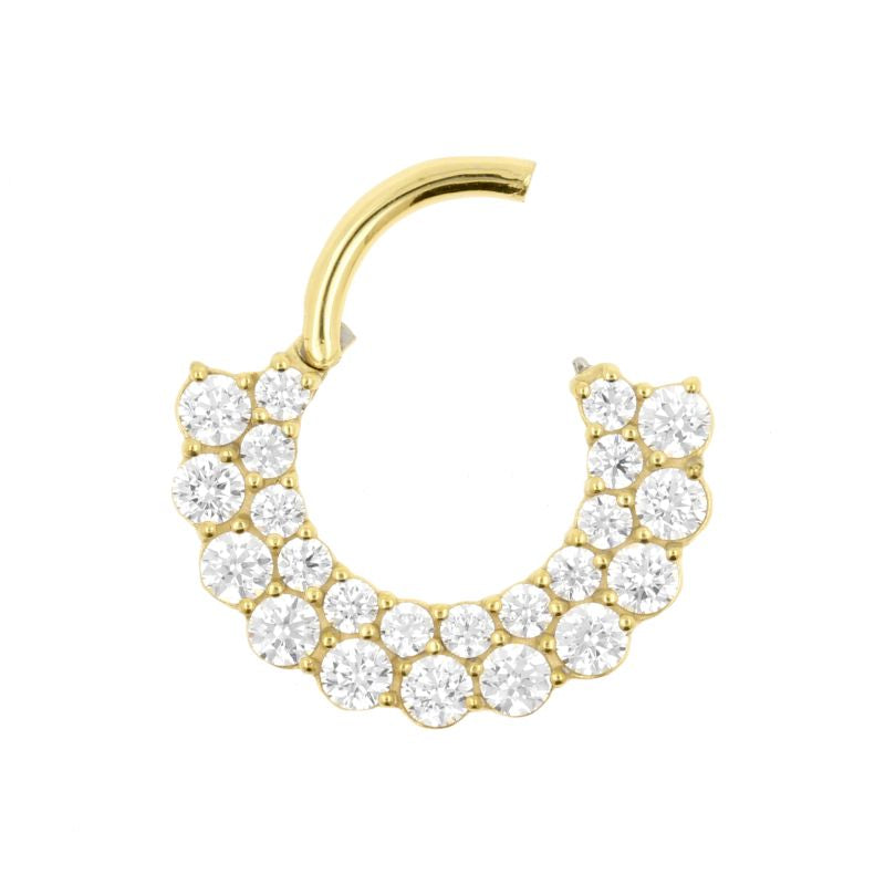 Nikkelvrij Stalen Click Ring - Dubbele Zirkonia Goud