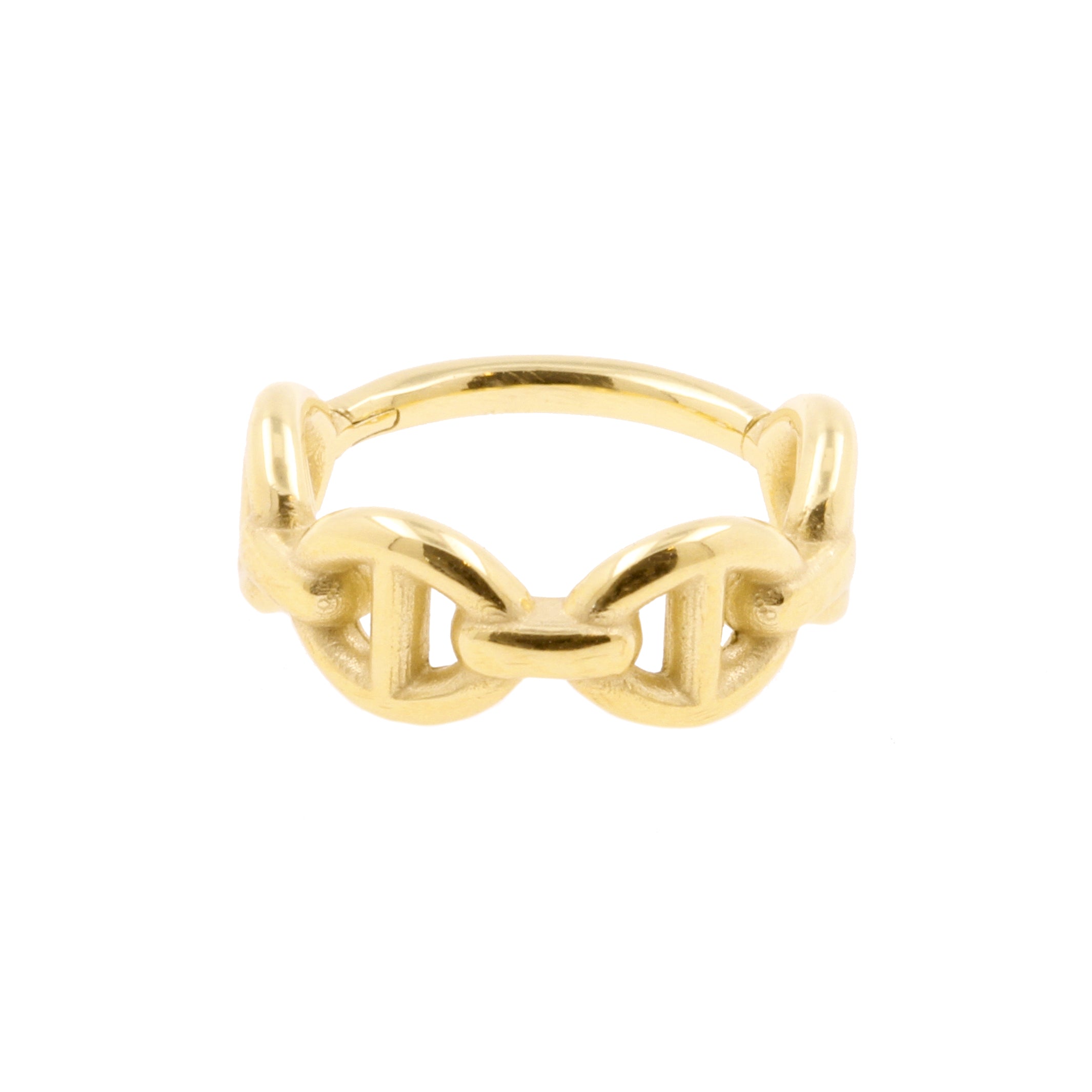 Nikkelvrij Stalen Click Ring - Chain Goud