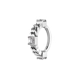 Nickel-Free Stainless Steel Click Ring - Zirconia Chain Silver