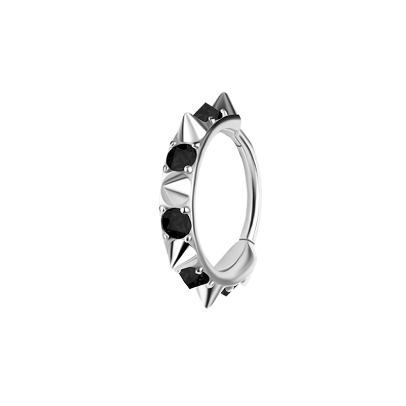 Nikkelvrij Staal Click Ring - Zirkonia Studs Zilver