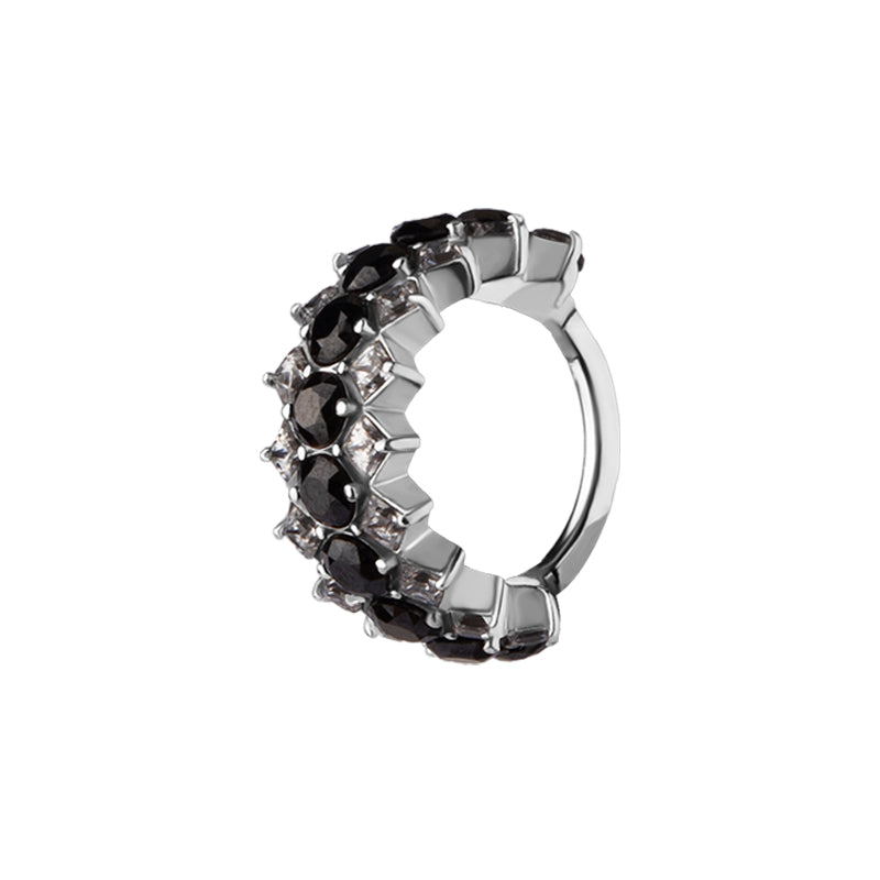 Nikkelvrij Staal Click Ring - Zirkonia Triple Zilver