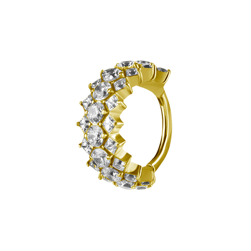 Nickel-Free Stainless Steel Click Ring - Zirconia Triple Gold