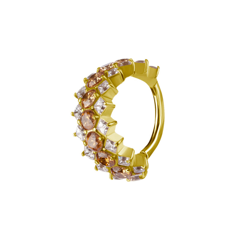 Nikkelvrij Staal Click Ring - Zirkonia Triple Goud