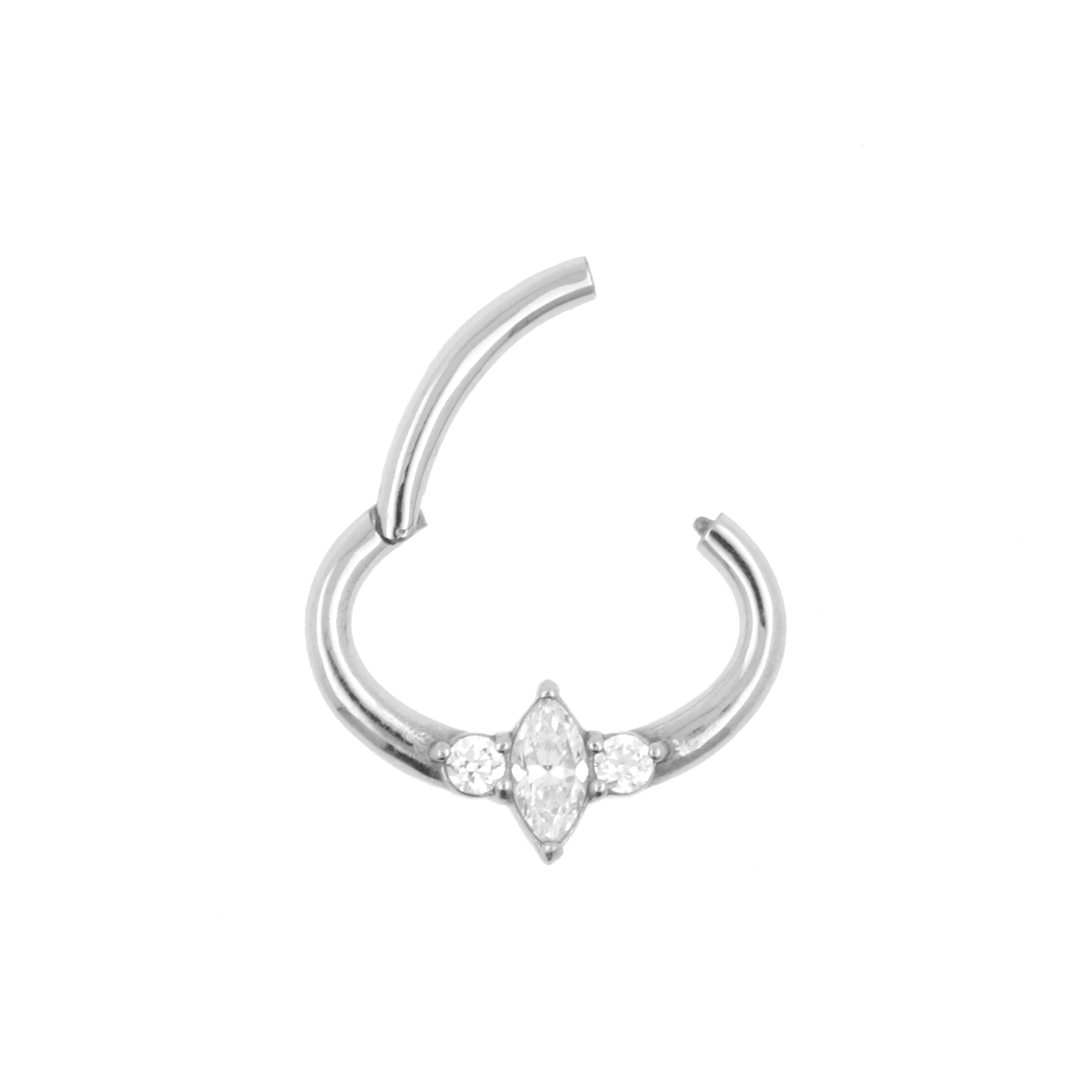 Chirurgisch Stalen Daith Clicker - Marquise Cluster Zilver