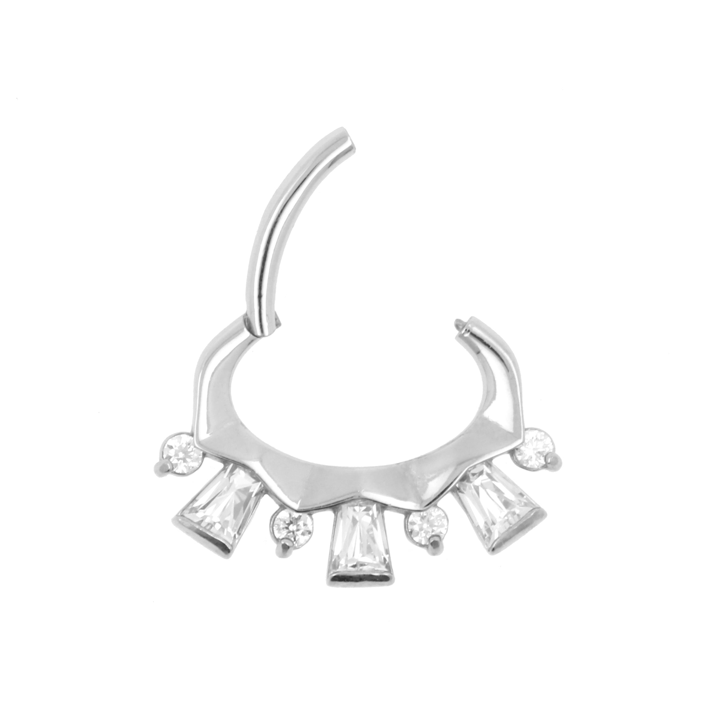 Chirurgisch Stalen Daith Clicker - Rectangle Crown Zilver