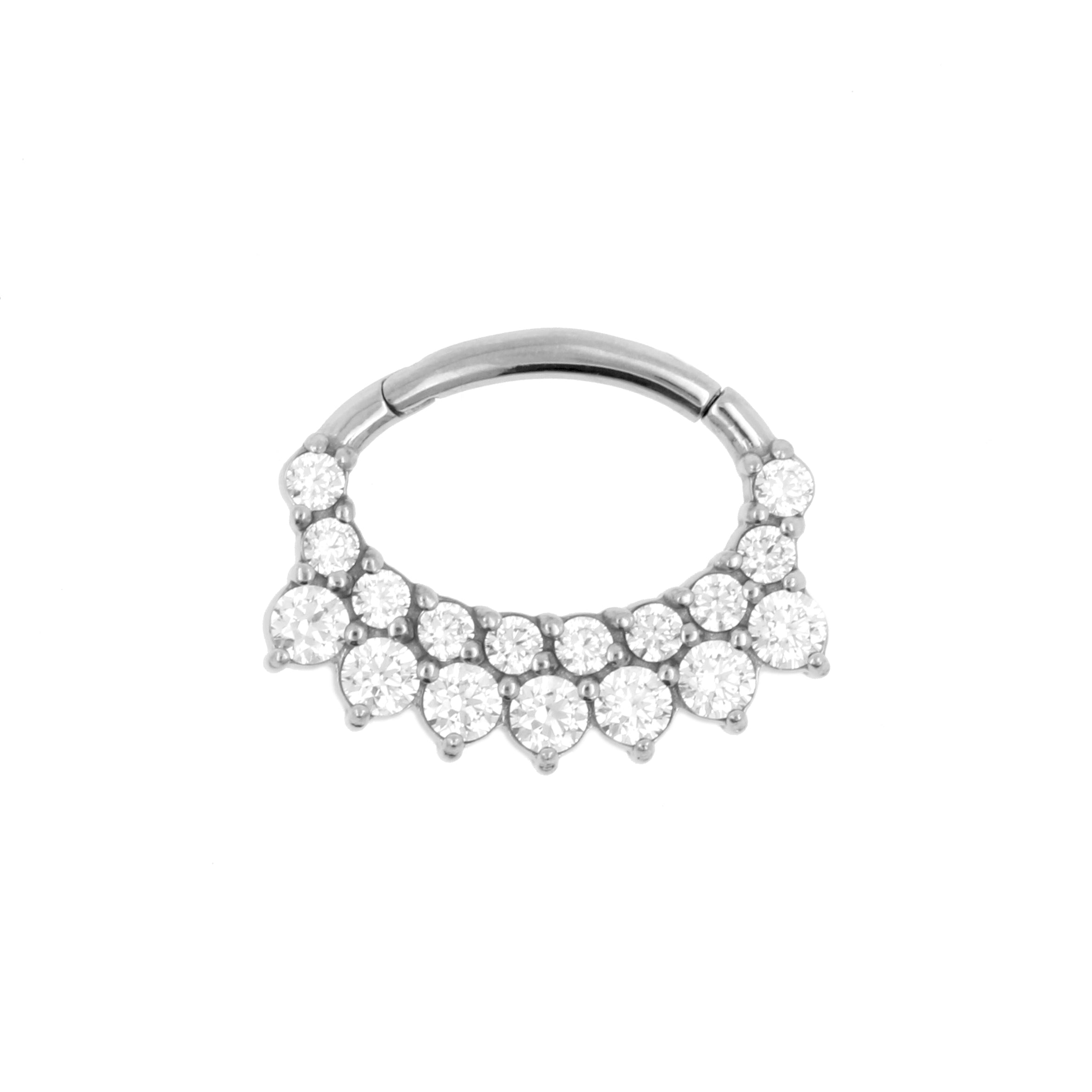 Chirurgisch Stalen Daith Clicker - Zirkonia Crown Zilver