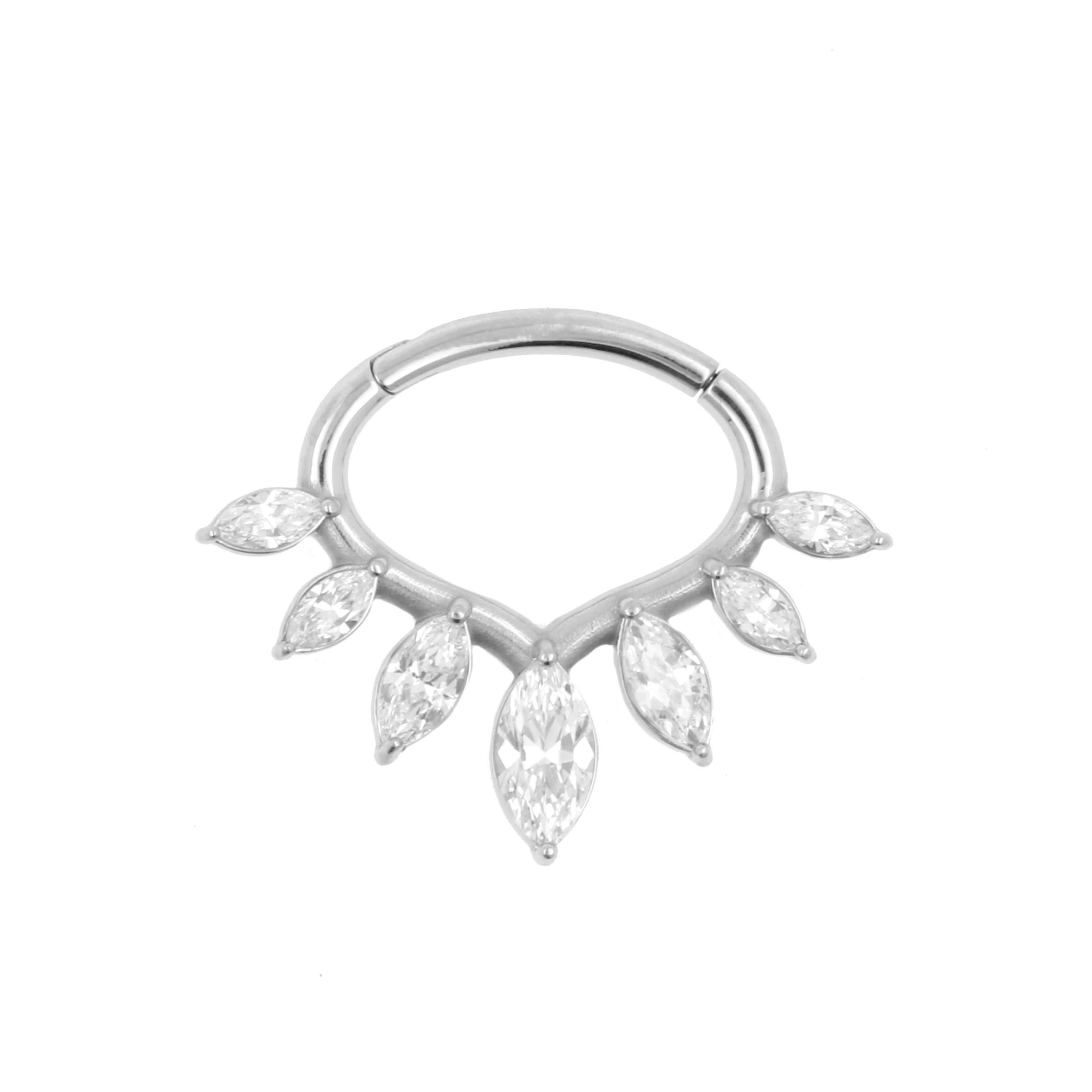 Nikkelvrij Stalen Daith Clicker - Marquise Tiara Zilver