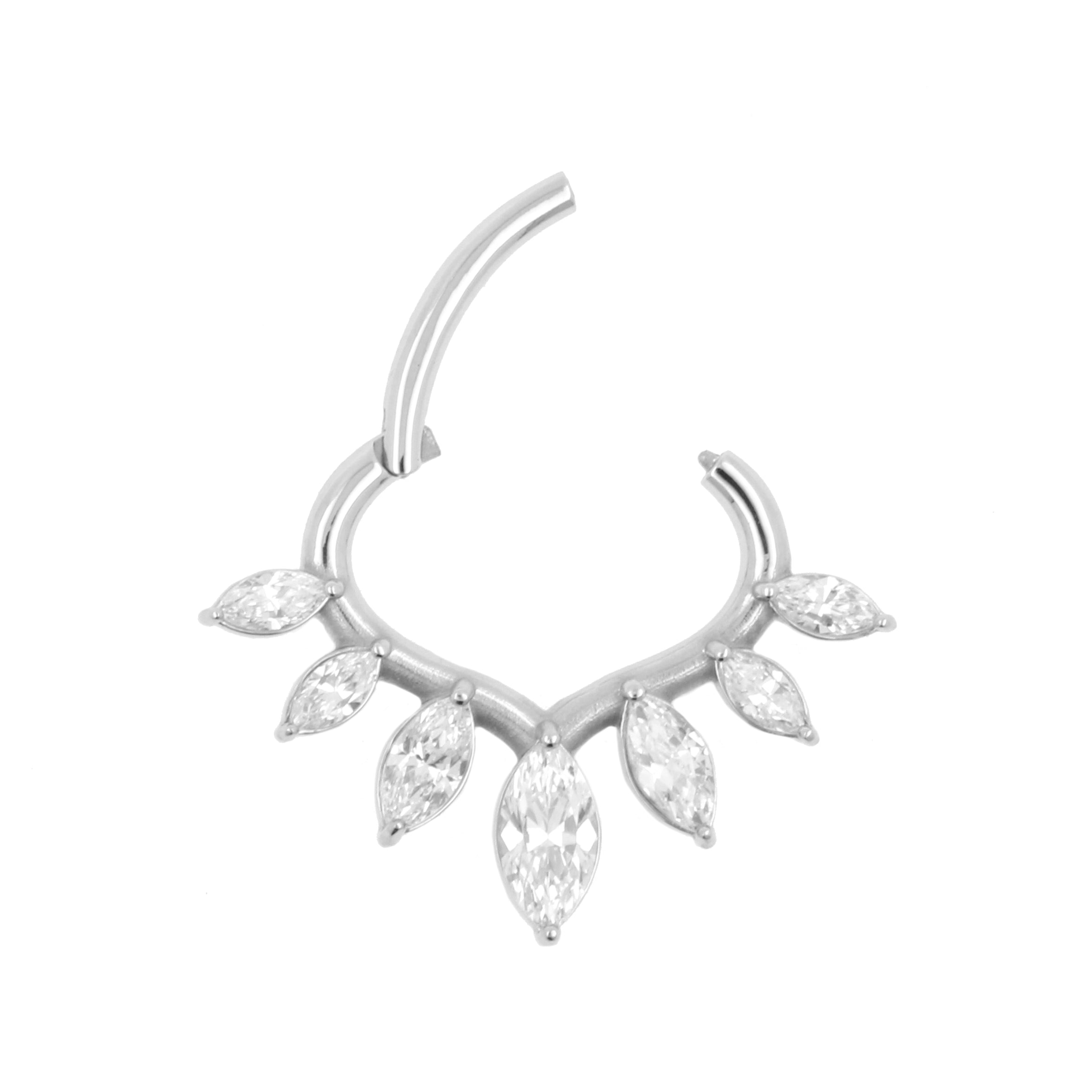 Nikkelvrij Stalen Daith Clicker - Marquise Tiara Zilver