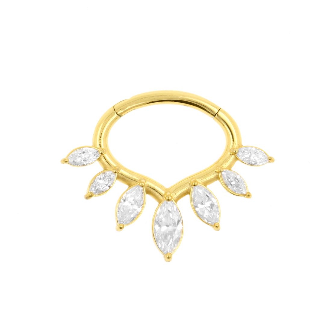 Nikkelvrij Stalen Daith Clicker - Marquise Tiara Goud